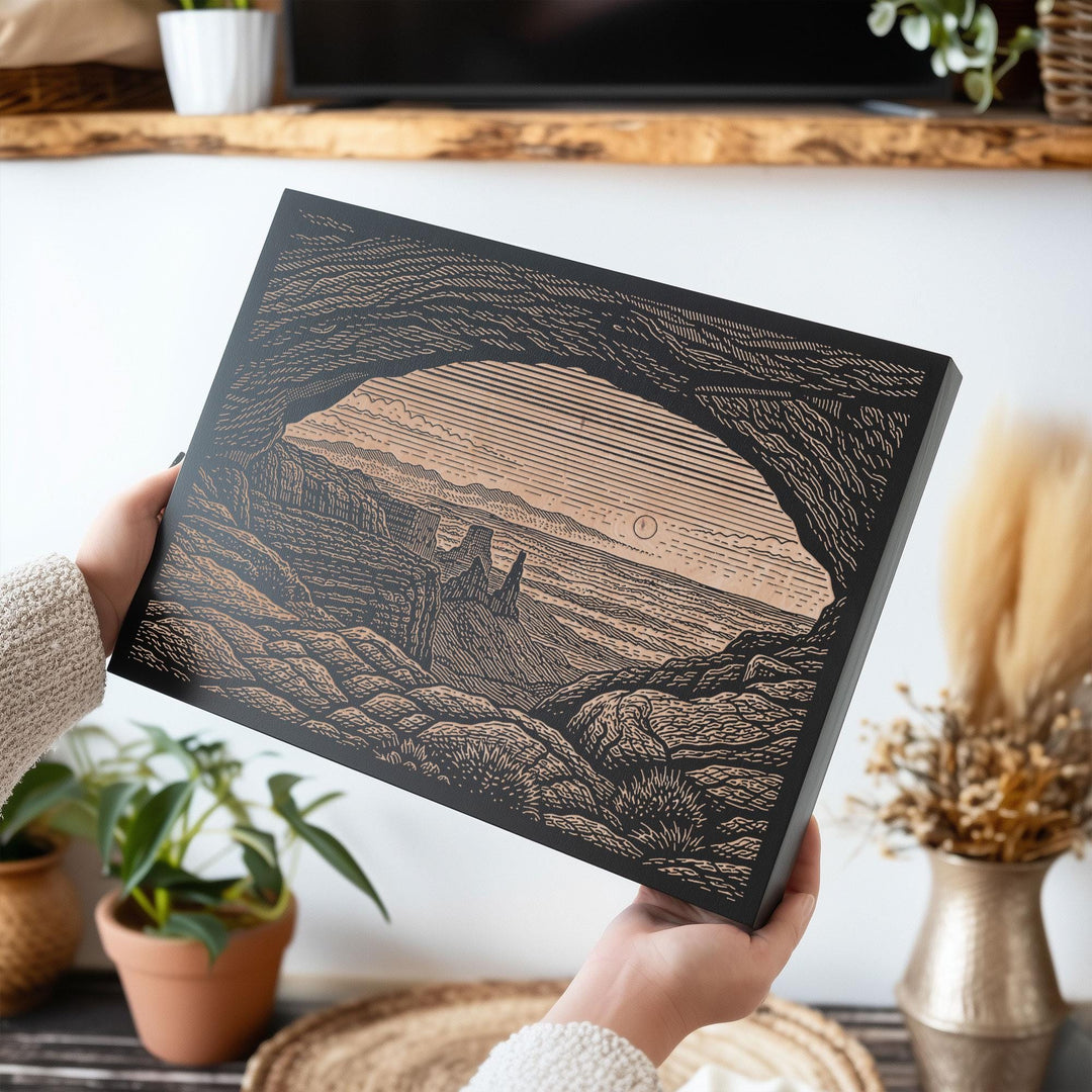 Arches Desert Window Utah Engraved Birch Art Panel