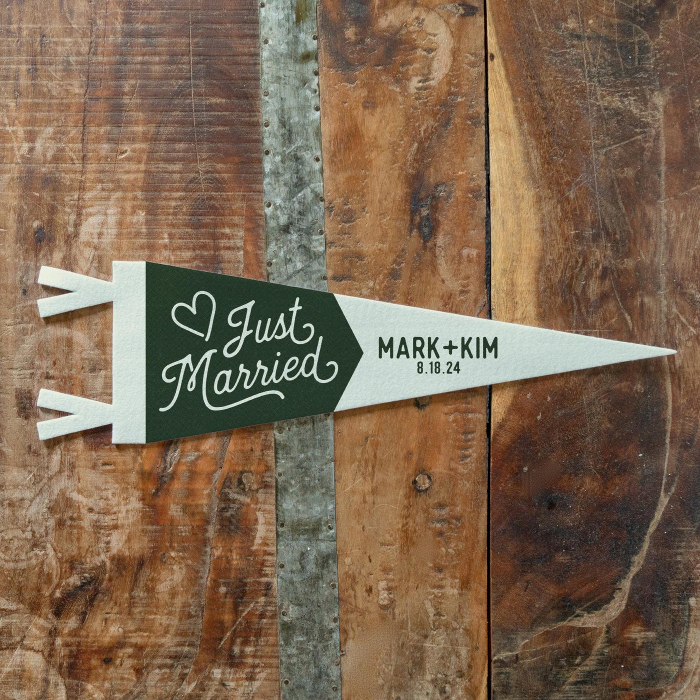 Custom Just Married Wedding Sign Felt Pennant