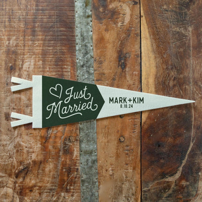 Custom Just Married Wedding Sign Felt Pennant