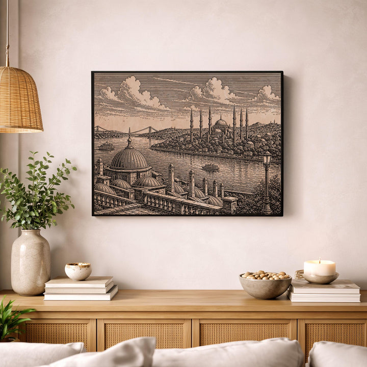 Istanbul Blue Mosque Engraved Birch Art Panel