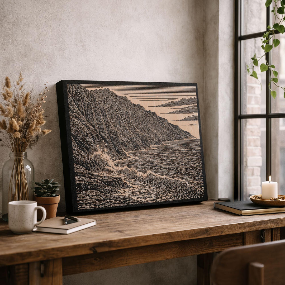 Na Pali Coast Hawaii Engraved Birch Art Panel