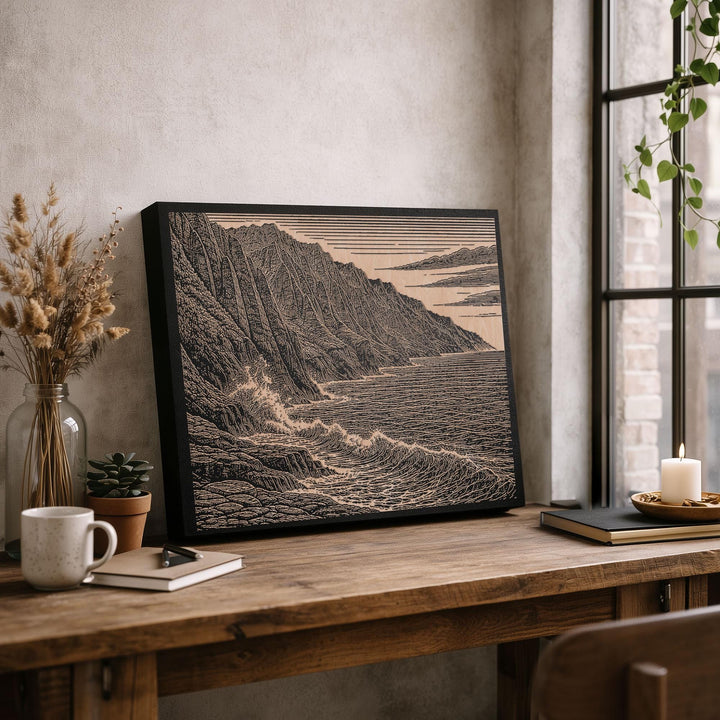 Na Pali Coast Hawaii Engraved Birch Art Panel