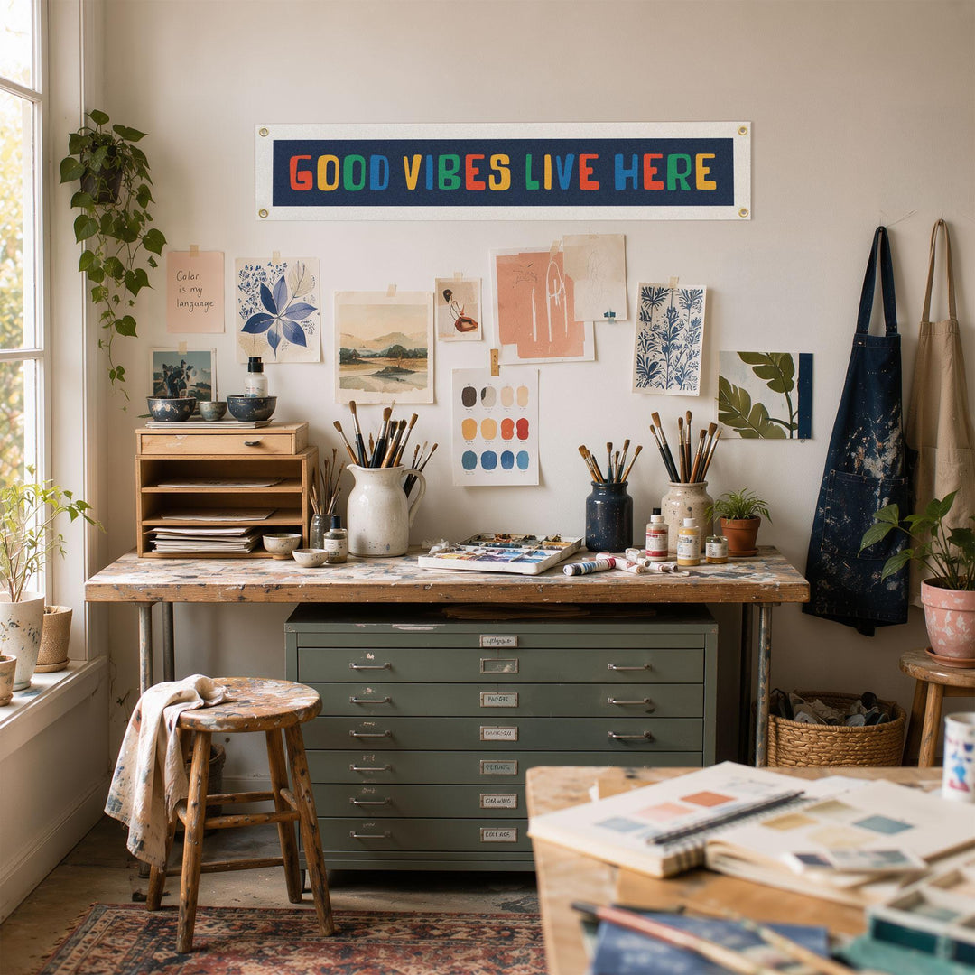 Good Vibes Live Here Felt Banner