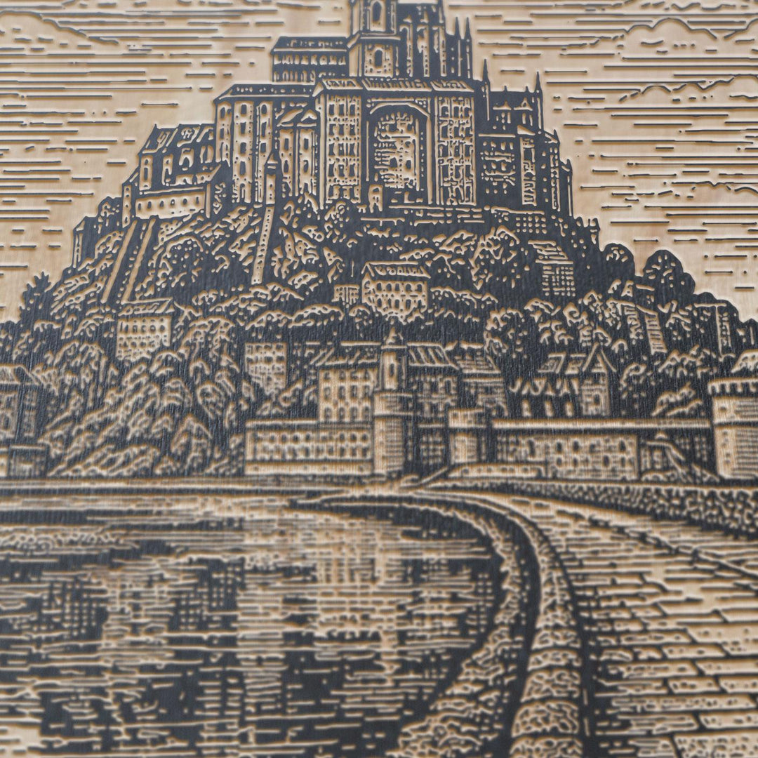 Mont Saint-Michel Engraved Birch Art Panel