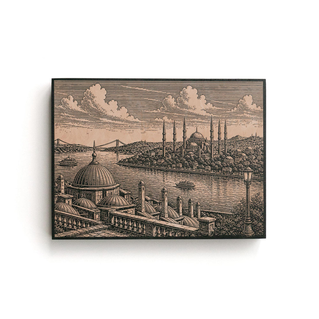Istanbul Blue Mosque Engraved Birch Art Panel