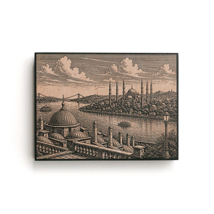 Istanbul Blue Mosque Engraved Birch Art Panel