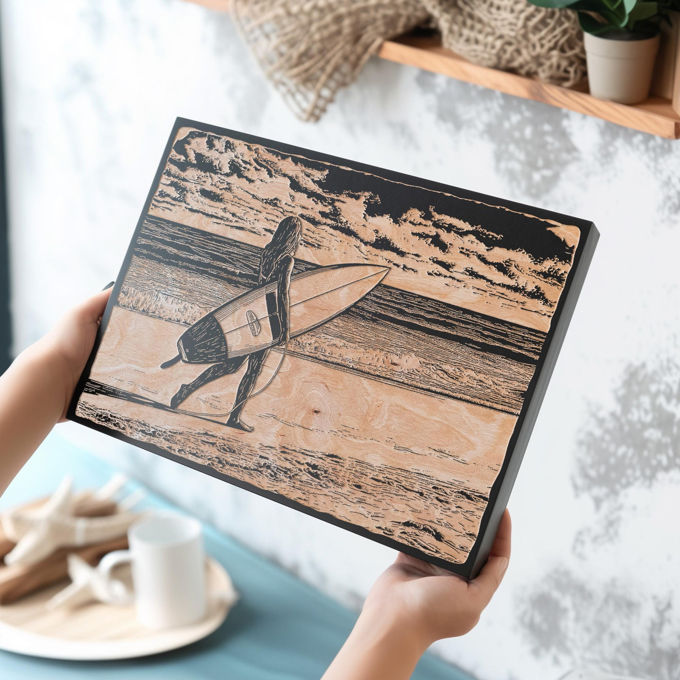 Surfer Girl on a Beach Wall Art
