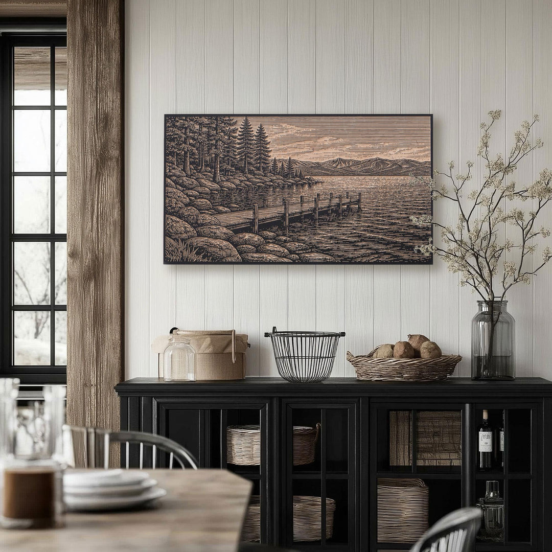 Lake Tahoe North Shore Engraved Birch Art Panel