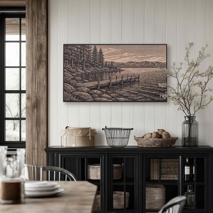 Lake Tahoe North Shore Engraved Birch Art Panel
