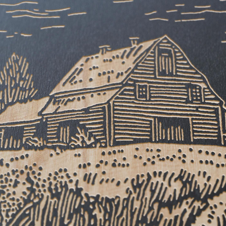 Farm Engraved Illustration