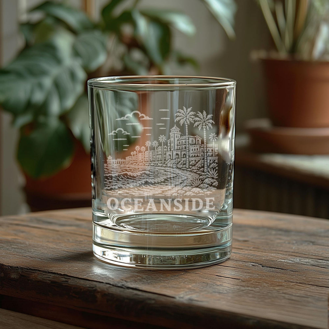 Oceanside California Engraved Glass