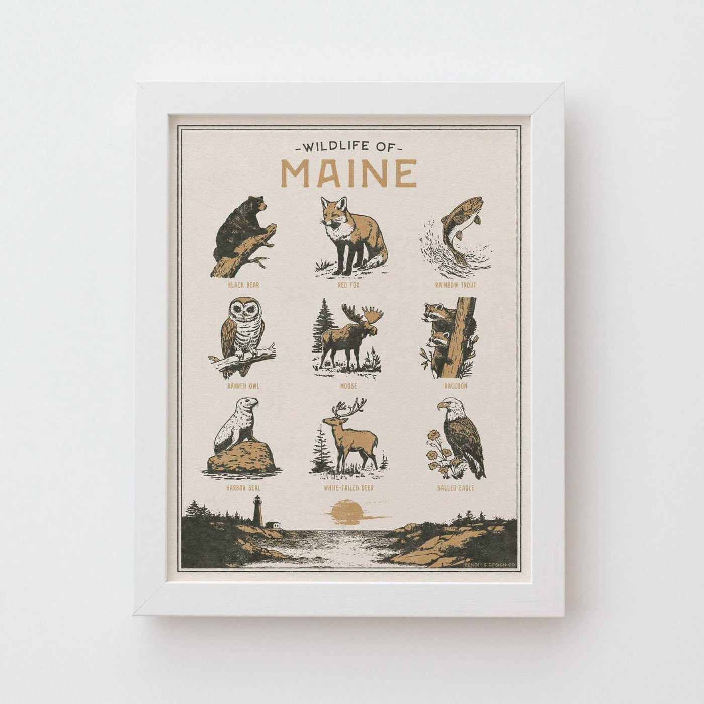 Maine Wildlife Wall Art Print