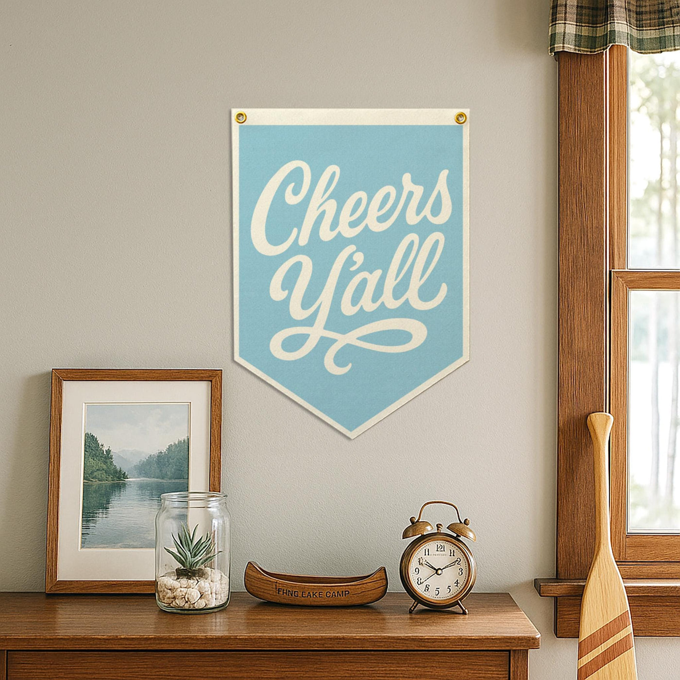 Cheers Y'all Felt Camp Flag