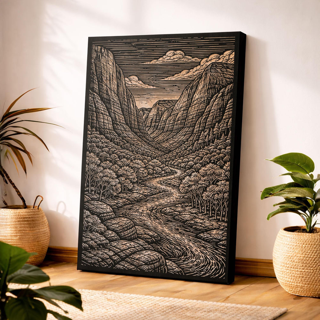 Zion Valley Engraved Birch Art Panel