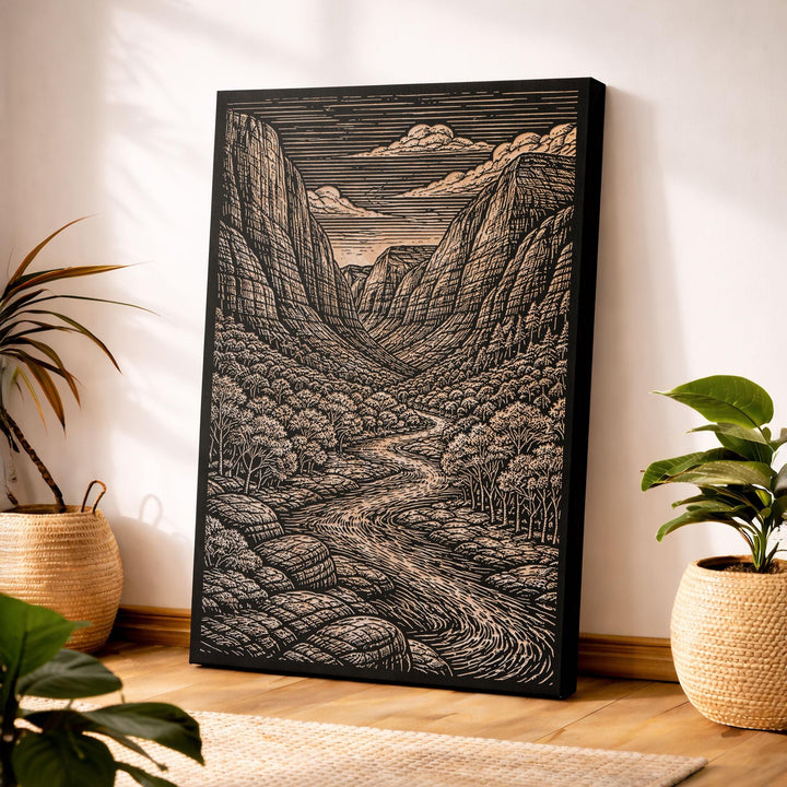 Zion Valley Engraved Birch Art Panel