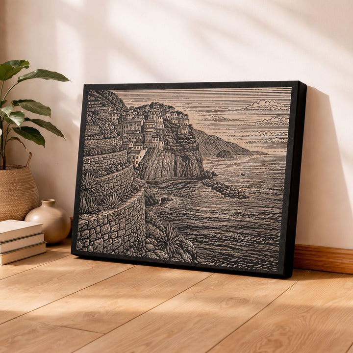 Cinque Terre Italy Engraved Birch Art Panel