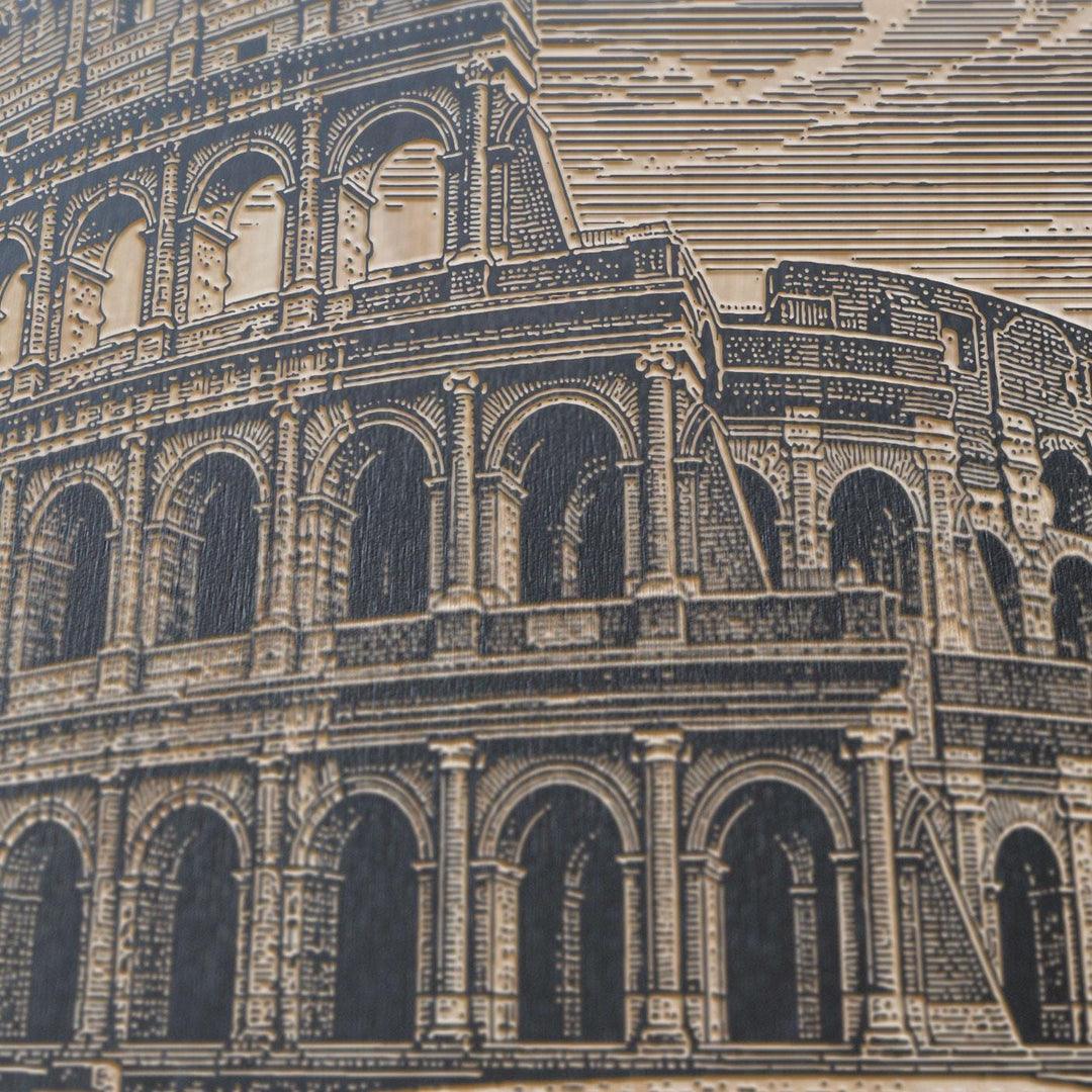 Rome Colosseum Engraved Birch Art Panel