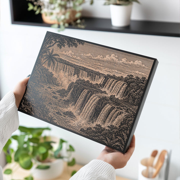 Iguazú Falls Engraved Birch Art Panel