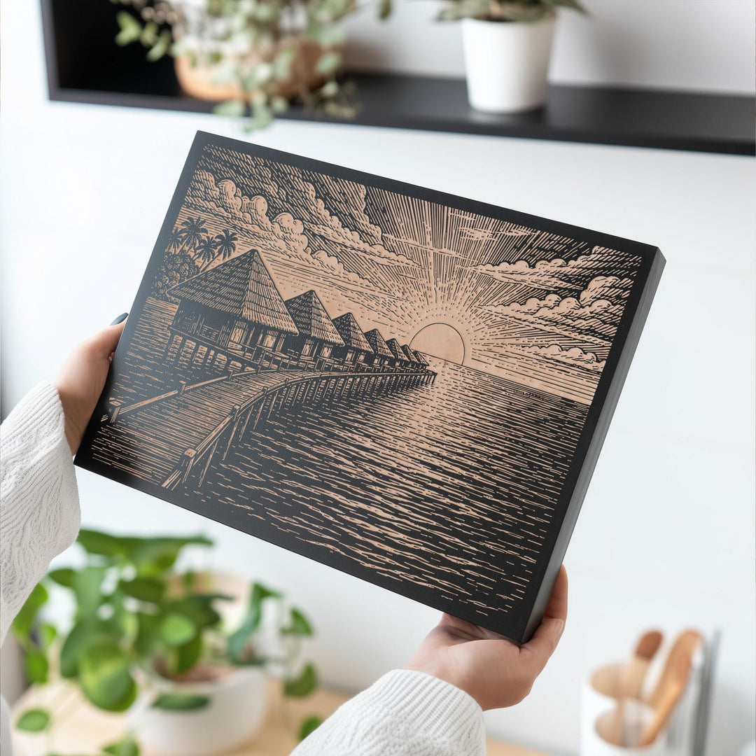 Maldives Engraved Birch Art Panel