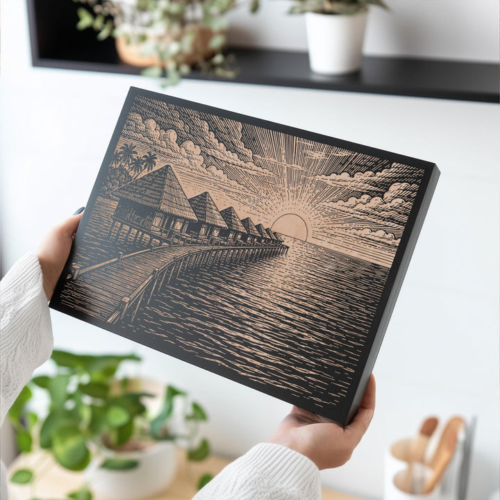 Maldives Engraved Birch Art Panel
