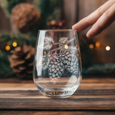 Beer Hops Glasses | Beer Brewing Personalized Whiskey, Wine & Beer Glassware Gift, Craft Beer Lover Drinkware, Home Brewery Gift