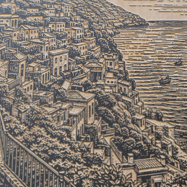 Positano Italy Engraved Birch Art Panel