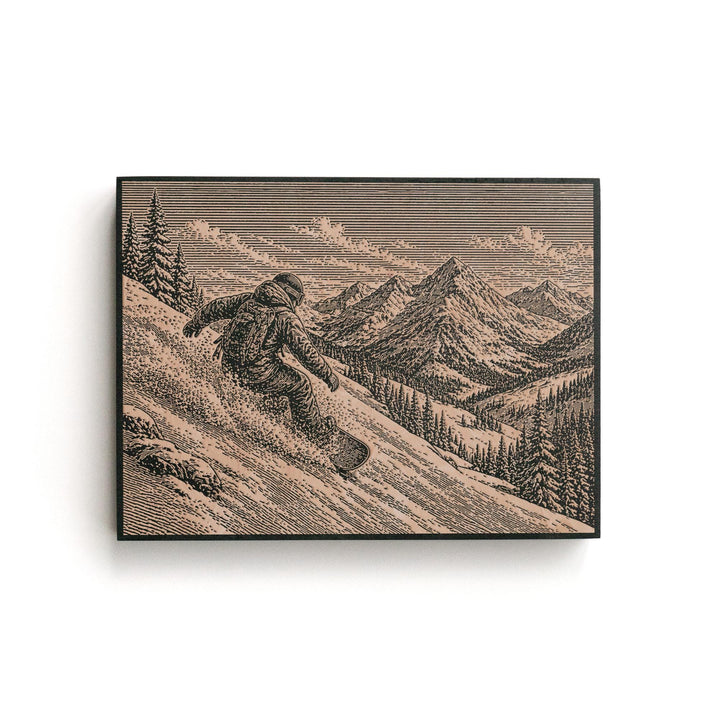 Backcountry Snowboarder Engraved Illustration