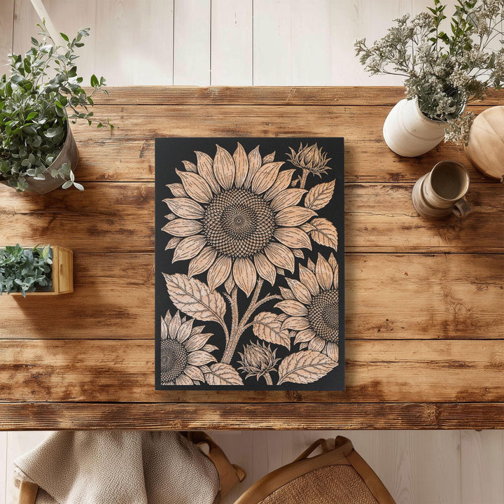 Sunflower Engraved Birch Art Panel