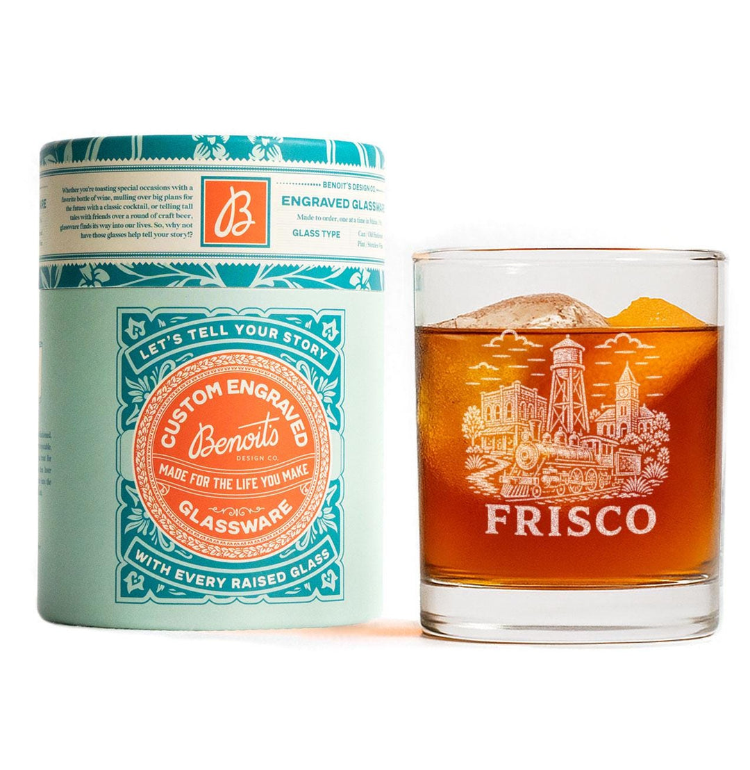 Frisco Texas Engraved Glass