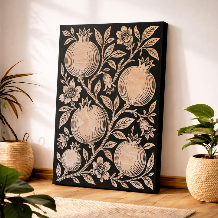 Pomegranate Engraved Birch Art Panel