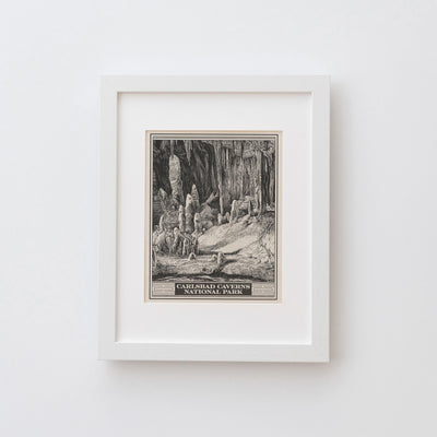 Carlsbad Caverns National Park Lithograph Style Print - Vintage New Mexico archival matte fine art print. Chihuahuan Desert Travel Gift