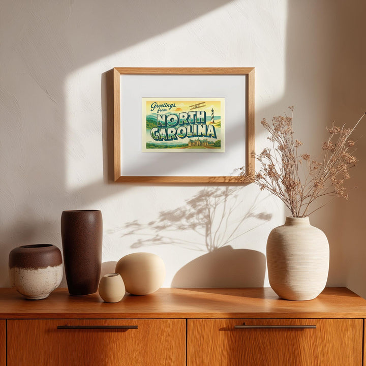 North Carolina Postcard Art Print