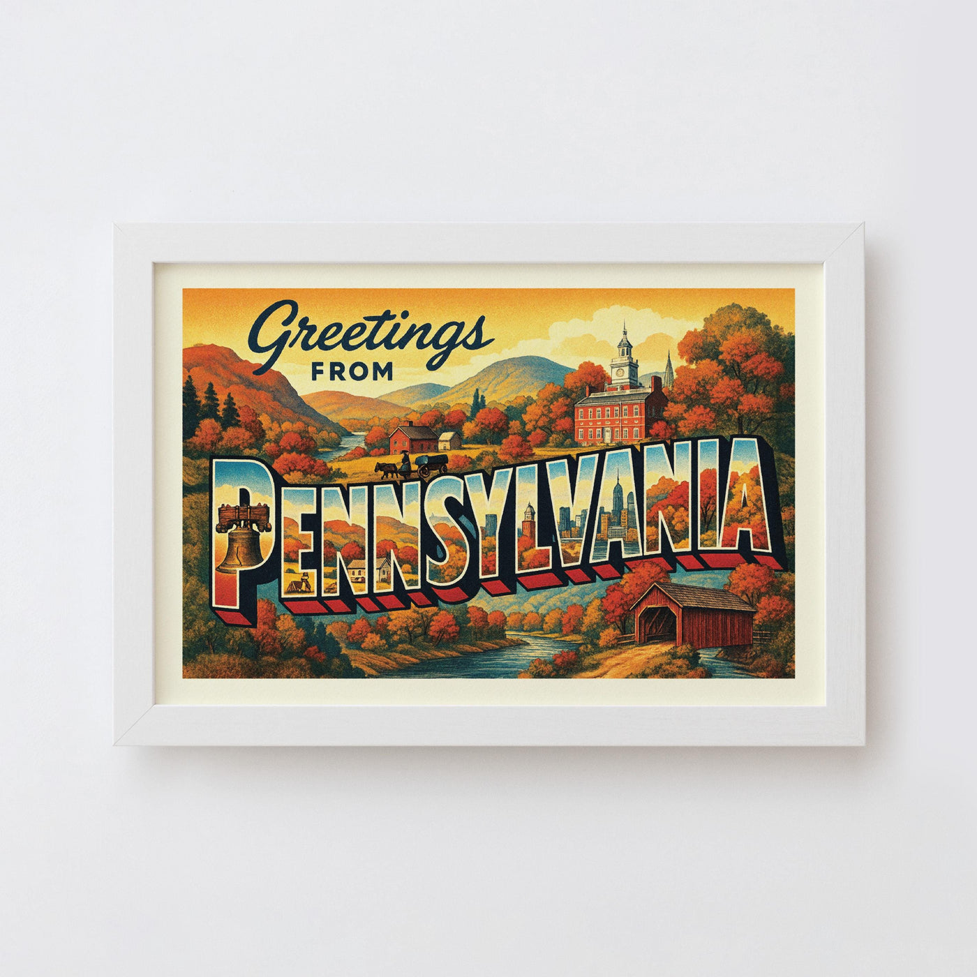 Pennsylvania Postcard Art Print