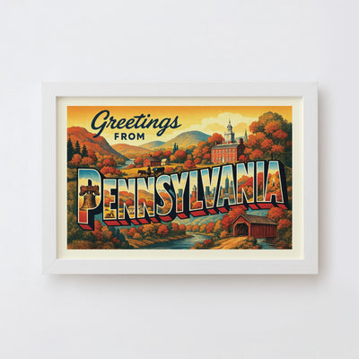 Pennsylvania Postcard Art Print