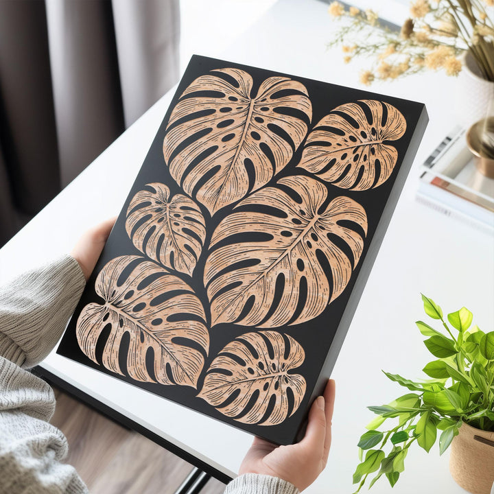 Monstera Deliciosa Leaf Engraved Birch Art Panel