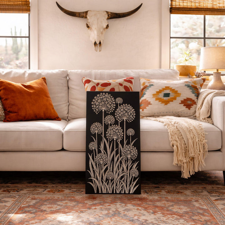 Allium Engraved Birch Art Panel
