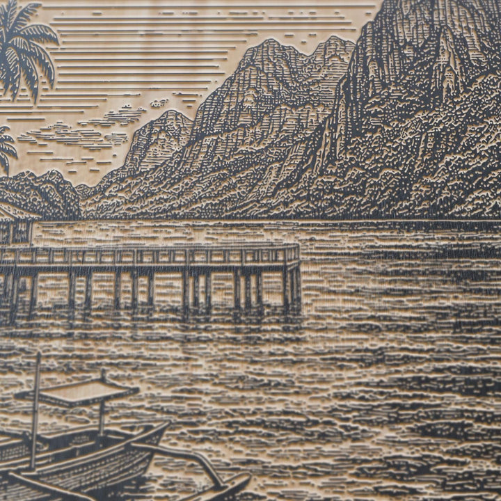 Palawan Limestone Bay Engraved Birch Art Panel