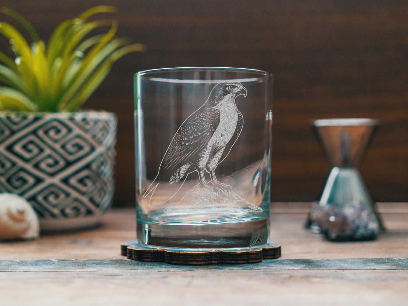 Hawk Glasses | Birding Personalized Whiskey, Wine & Beer Glassware, Nature Inspired Drinkware, Birds of Prey Wildlife Decor, Birder Gift