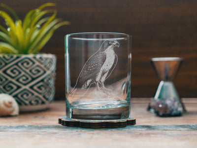 Hawk Glasses | Birding Personalized Whiskey, Wine & Beer Glassware, Nature Inspired Drinkware, Birds of Prey Wildlife Decor, Birder Gift