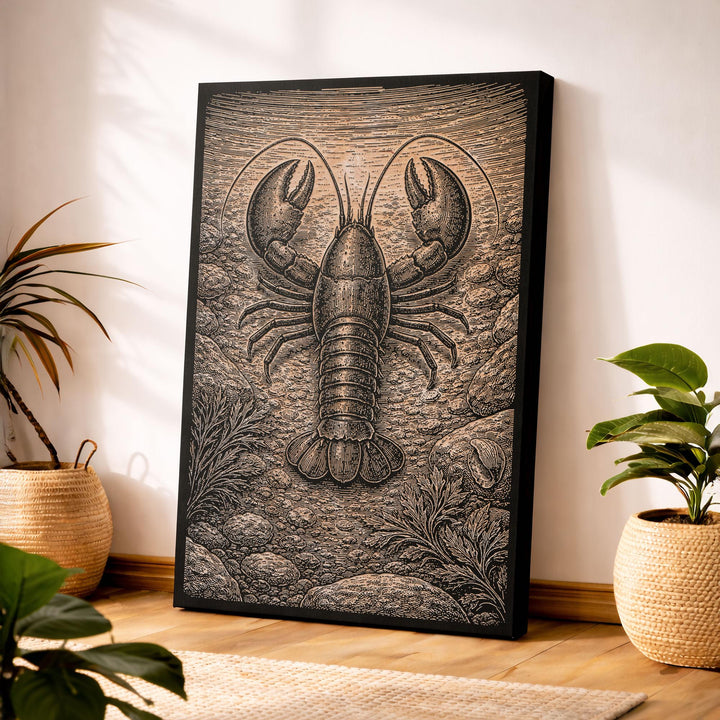 Lobster in Tidal Pool Engraved Birch Art Panel
