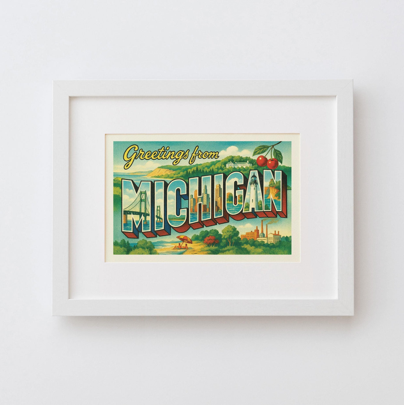 Michigan Postcard Art Print