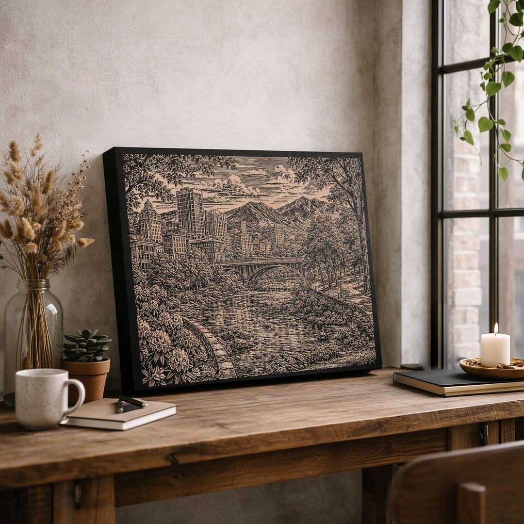 Asheville North Carolina Engraved Birch Art Panel