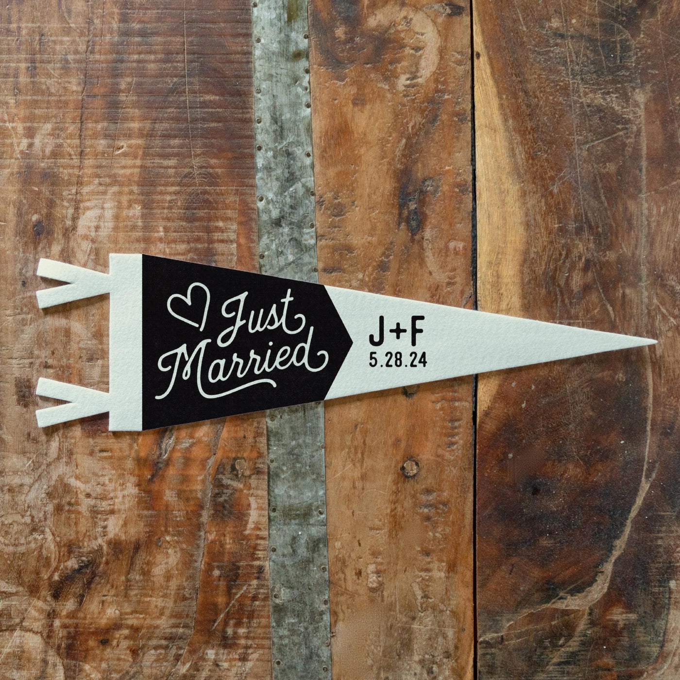 Custom Just Married Wedding Sign Felt Pennant