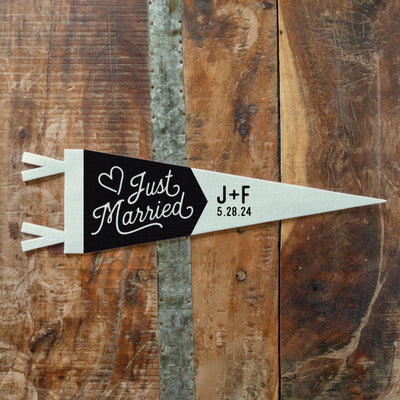 Custom Just Married Wedding Sign Felt Pennant