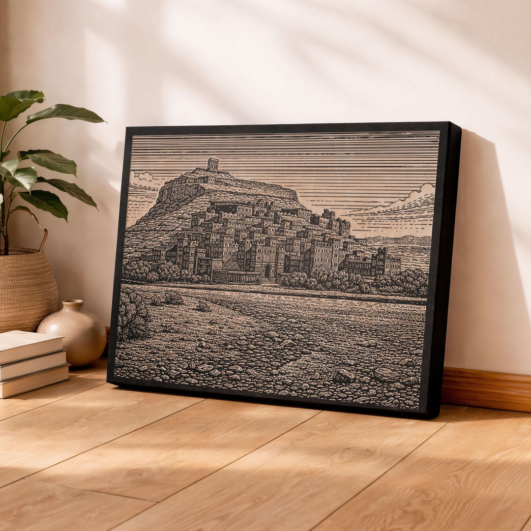 Ait Benhaddou Morocco Engraved Birch Art Panel