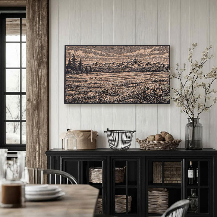 Mountain Meadow Engraved Birch Art Panel