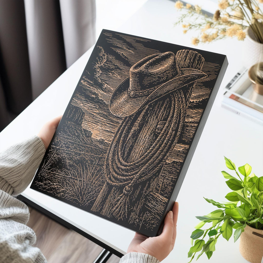 Cowboy Hat Engraved Illustration