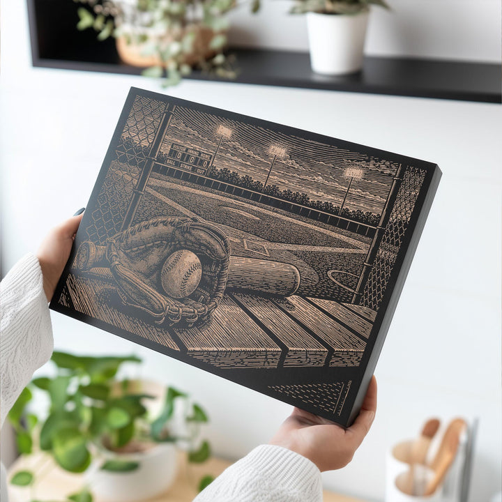 Little League Field Engraved Illustration
