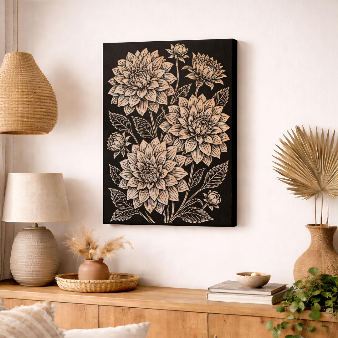 Dahlia Engraved Birch Art Panel