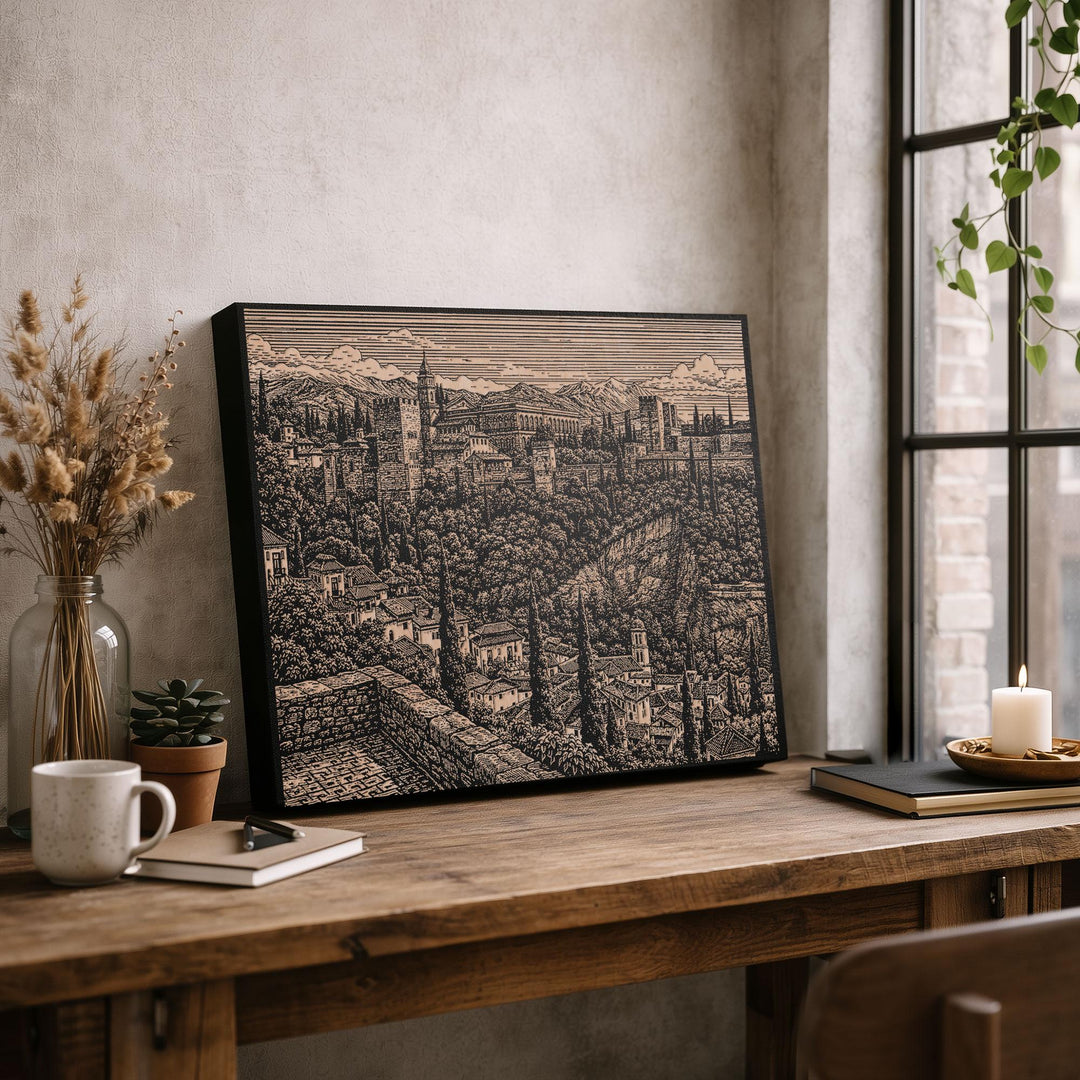 Granada Spain Engraved Birch Art Panel